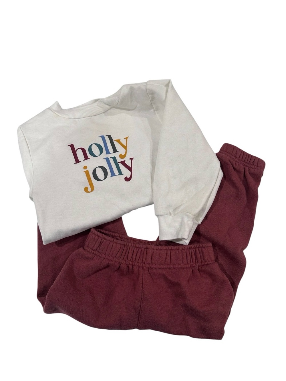 3T White Sweatshirt’s & Burgundy Joggers Set
